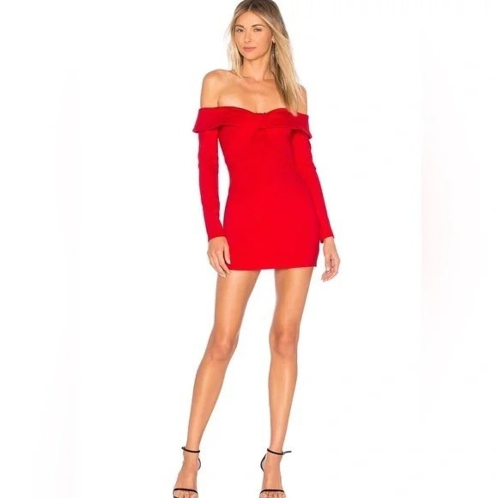 Ale by Alessandra Red Off the Shoulder Twist Front Bodycon Mini Dress Large